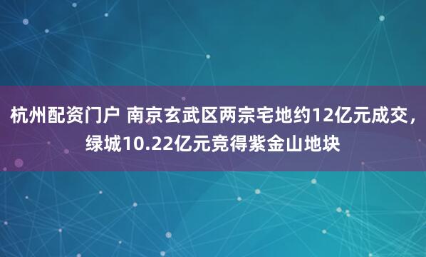 杭州配资门户 南京玄武区两宗宅地约12亿元成交，绿城10.22亿元竞得紫金山地块